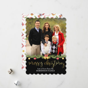 Cartes Pour Fêtes Annuelles Guirlande de pin décorée de photos de Noël