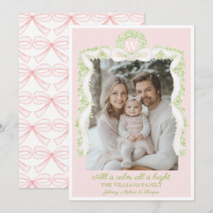 Cartes Pour Fêtes Annuelles Guirlande de ruban à nœuds roses Preppy Grandmille