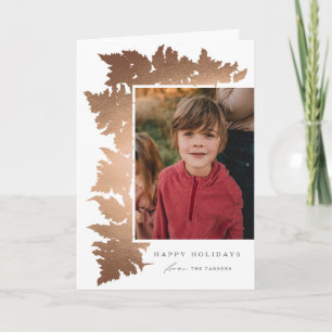Cartes Pour Fêtes Annuelles Guirlande élégante en or rose pour 2 photos de Noë
