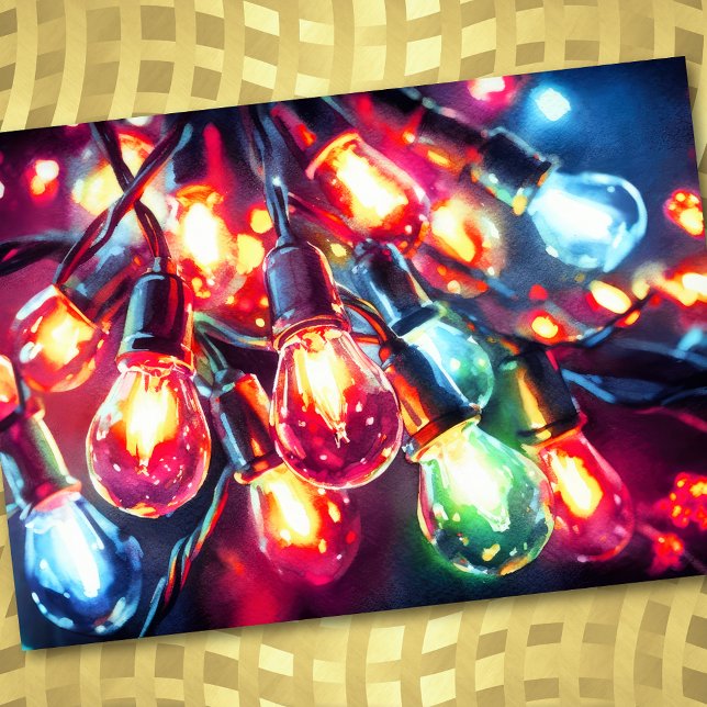 Cartes Pour Fêtes Annuelles Guirlande lumineuse de Noël de peinture à l'aquare (Créateur téléchargé)