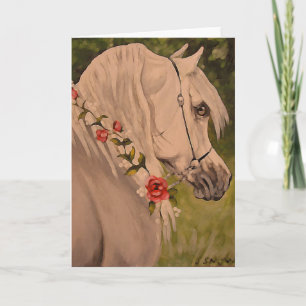 Cartes Pour Fêtes Annuelles "Guirlande tête de cheval Arabe de roses"
