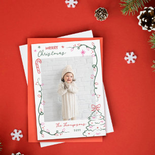 Cartes Pour Fêtes Annuelles Guirlandes et arbre de Noël à la main Joyeux Noël