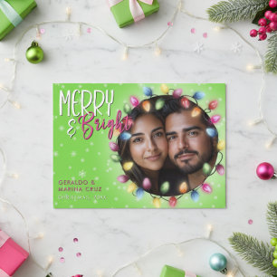 Cartes Pour Fêtes Annuelles Guirlandes lumineuses de Noël vertes Merry & Brigh