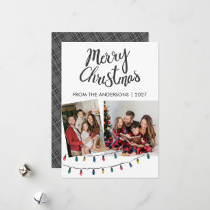 Cartes Pour Fêtes Annuelles Guirlandes Lumineuses Motif Tartan Noël 2 Photo