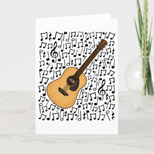 Cartes Pour Fêtes Annuelles Guitare acoustique Notes musicales Musicien guitar