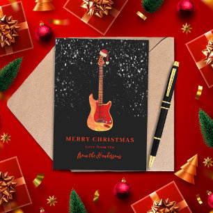 Cartes Pour Fêtes Annuelles Guitare cool Père Noël Joyeux Noël neige