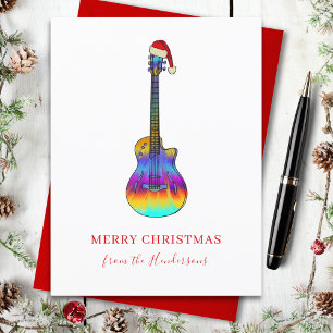 Cartes Pour Fêtes Annuelles Guitare de Noël personnalisée