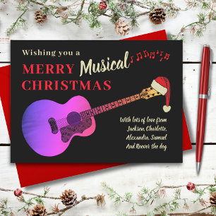Cartes Pour Fêtes Annuelles Guitare de Noël personnalisée
