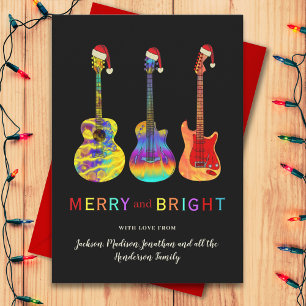 Cartes Pour Fêtes Annuelles Guitare de Noël personnalisée Joyeuse et Lumineuse
