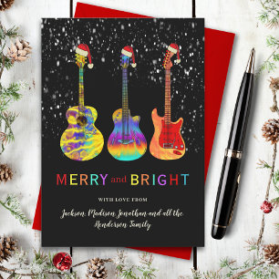 Cartes Pour Fêtes Annuelles Guitare Drôle de Noël Joyeux et Lumineux