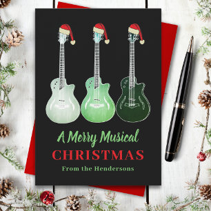 Cartes Pour Fêtes Annuelles Guitare drôle de Noël joyeux musicale personnalisé