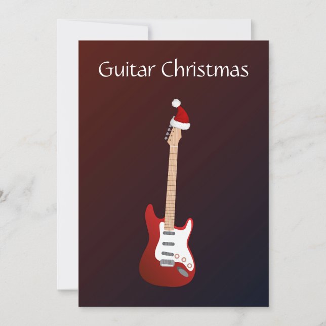 Cartes Pour Fêtes Annuelles Guitare électrique de Noël à la mode (Devant)