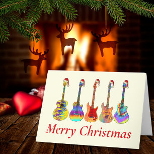 Cartes Pour Fêtes Annuelles Guitare Noël Funny Psychedelic Festive Musique H