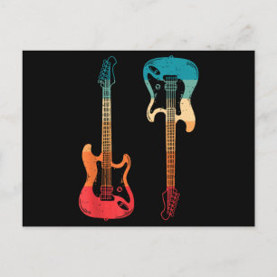 Cartes Pour Fêtes Annuelles Guitare Rétro Guitariste Guitare Basse Électrique 