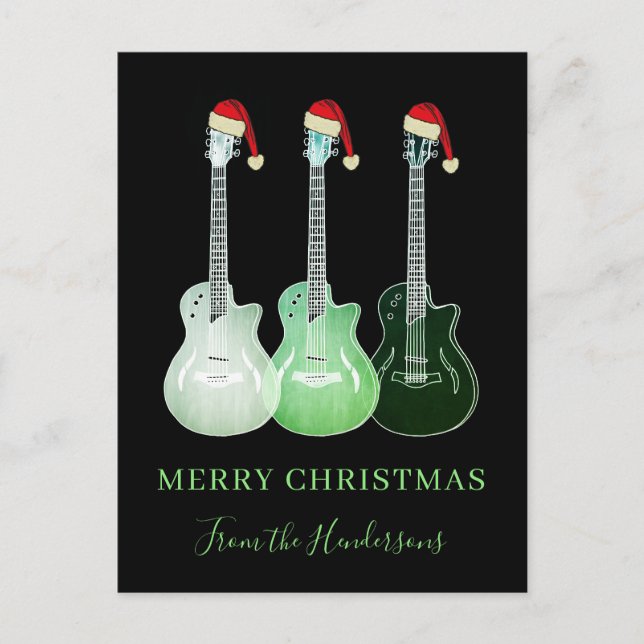 Cartes Pour Fêtes Annuelles Guitares de Noël Joyeuses personnalisées (Devant)