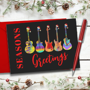 Cartes Pour Fêtes Annuelles Guitares en Joyeuses Fêtes de Santa Hats