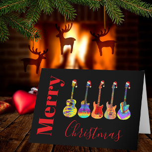 Cartes Pour Fêtes Annuelles Guitares Musical Jazzy Coloré Noël