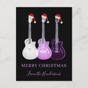 Cartes Pour Fêtes Annuelles Guitares roses personnalisées Joyeux Noël