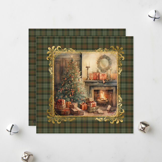 Cartes Pour Fêtes Annuelles Gunn Weathered Scottish Tartan Christmas (Devant/Arrière en situation)