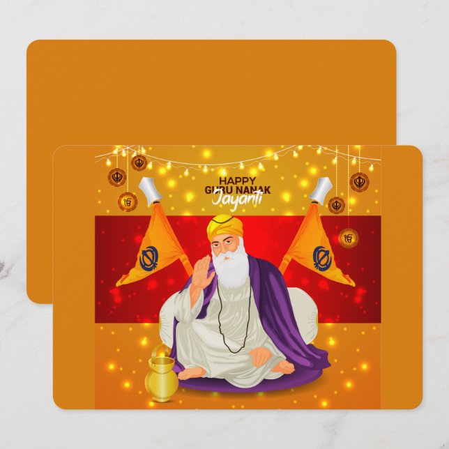 Cartes Pour Fêtes Annuelles Guru Nanak (Devant / Derrière)
