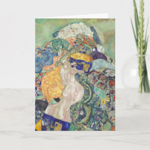 Cartes Pour Fêtes Annuelles Gustav Klimt Bébé dans un Berceau Coloré Art