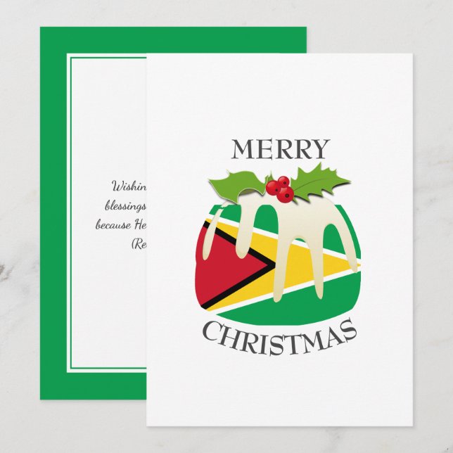 Cartes Pour Fêtes Annuelles GUYANA FLAG | Pudding de Noël | Festif (Devant / Derrière)