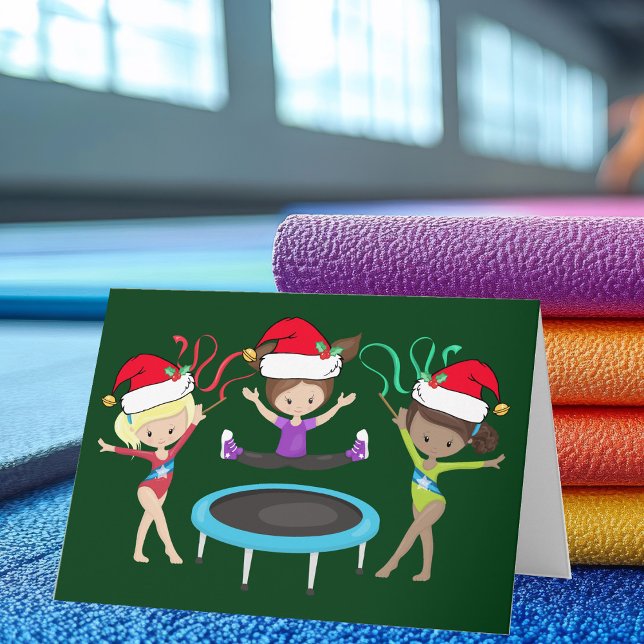 Cartes Pour Fêtes Annuelles Gymnastique Filles de Noël à Santa Hats mignonne (Créateur téléchargé)