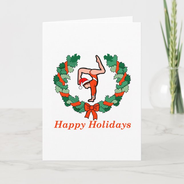 Cartes Pour Fêtes Annuelles Gymnastique Joyeuse Vacances Wreath (Devant)