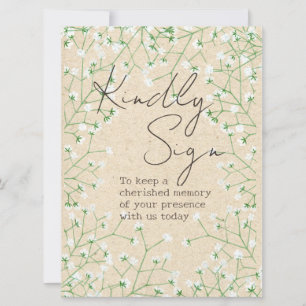 Cartes Pour Fêtes Annuelles Gypsophila Flowers Rustic Kindly Signer Livre d'In