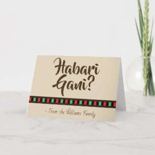 Cartes Pour Fêtes Annuelles Habari Gani - Kwanzaa Vacances Brown Tan