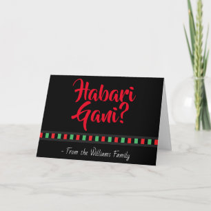 Cartes Pour Fêtes Annuelles Habari Gani Rouge Noir Vert Kwanzaa
