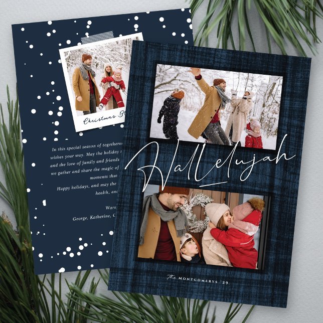 Cartes Pour Fêtes Annuelles Hallelujah Script Religieux Noël 2 Photo (Créateur téléchargé)