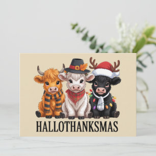 Cartes Pour Fêtes Annuelles Hallothanksmas automne vache saison effrayante agr