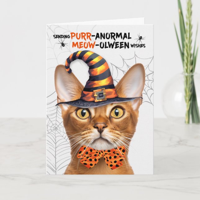 Cartes Pour Fêtes Annuelles Halloween abyssinien Chat PURRanormal MEOWolween (Devant)