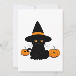 Cartes Pour Fêtes Annuelles Halloween Adorables Amis Dessin Animé, Chaton Noir