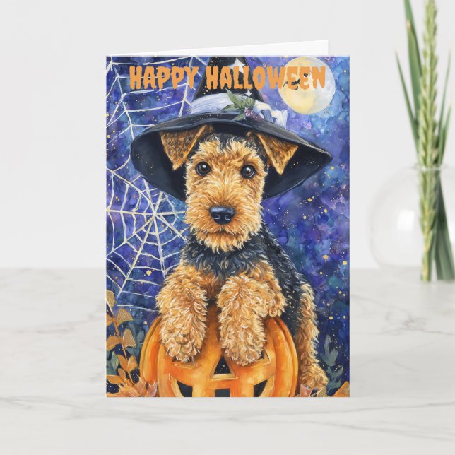 Cartes Pour Fêtes Annuelles Halloween Airedale Terrier (Devant)