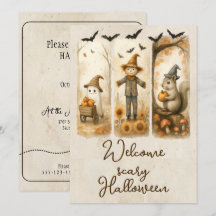 HALLOWEEN - Art de 3 motifs effrayants 3 invitatio