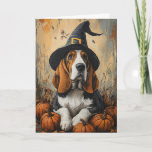 Cartes Pour Fêtes Annuelles Halloween Basset Witch