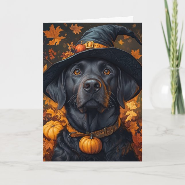 Cartes Pour Fêtes Annuelles Halloween Black Lab (Devant)
