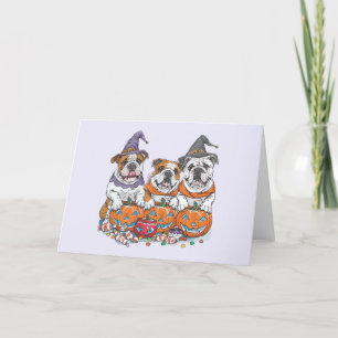 Cartes Pour Fêtes Annuelles Halloween Bouledogues Anglais Citrouille