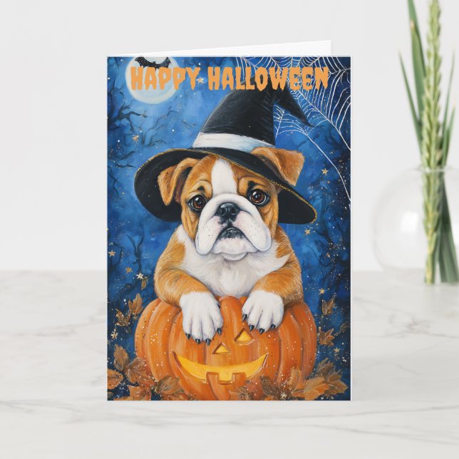 Cartes Pour Fêtes Annuelles Halloween Bulldog Dog (Devant)