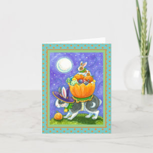 CARTES POUR FÊTES ANNUELLES HALLOWEEN BUNNIES, CANDY CORN, COLORÉ