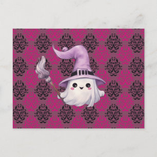 Cartes Pour Fêtes Annuelles Halloween Casquette rose violet de la sorcière fan