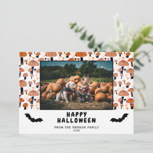 Cartes Pour Fêtes Annuelles Halloween Champignons Orange Black Bat Fall Photo