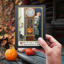 Halloween Chat Chat Noir Sorcière vintage