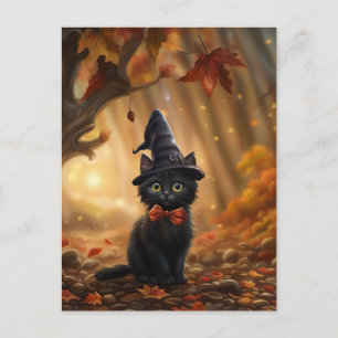 Cartes Pour Fêtes Annuelles Halloween Chat Noir Sorcière Casquette automne lai