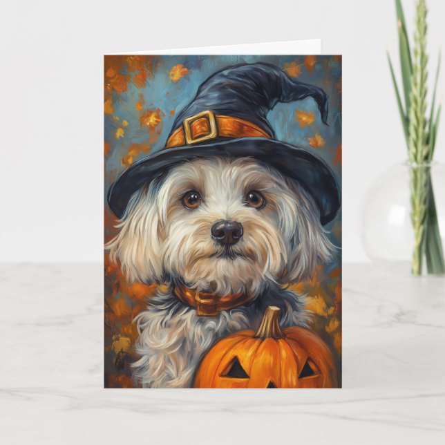 Cartes Pour Fêtes Annuelles Halloween Chien Havanais (Devant)