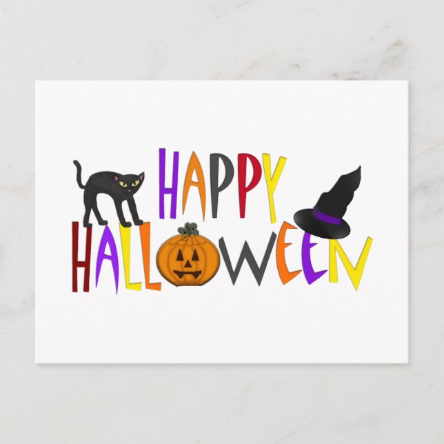 Cartes Pour Fêtes Annuelles Halloween coloré et heureux (Devant)
