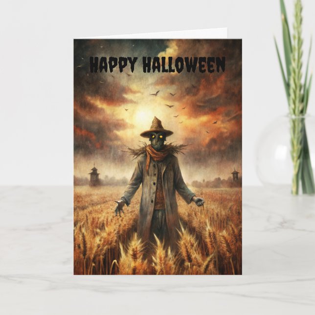 Cartes Pour Fêtes Annuelles Halloween Déplaisant Scarecrow (Devant)