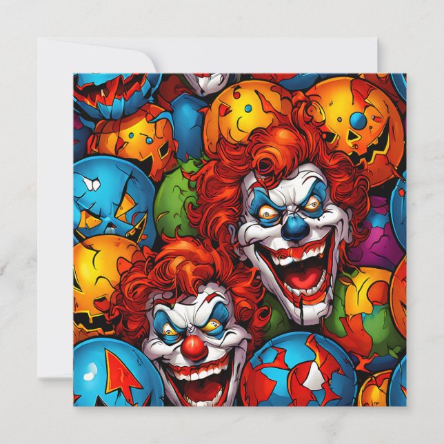 Cartes Pour Fêtes Annuelles Halloween des clowns déplaisants (Devant)